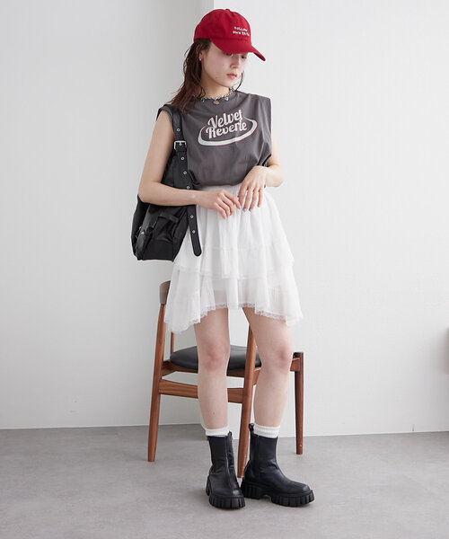 w closet（ダブルクローゼット）の「レースアシメスカパン（スカート・レディース・オフホワイト/ブラック・FREE）」の11枚目の写真