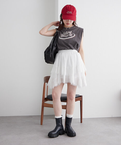 w closet（ダブルクローゼット）の「レースアシメスカパン（スカート・レディース・オフホワイト/ブラック・FREE）」の12枚目の写真