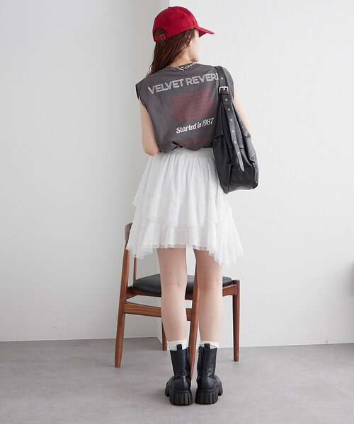 w closet（ダブルクローゼット）の「レースアシメスカパン（スカート・レディース・オフホワイト/ブラック・FREE）」の13枚目の写真