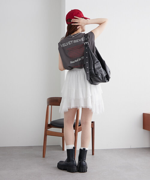 w closet（ダブルクローゼット）の「レースアシメスカパン（スカート・レディース・オフホワイト/ブラック・FREE）」の14枚目の写真