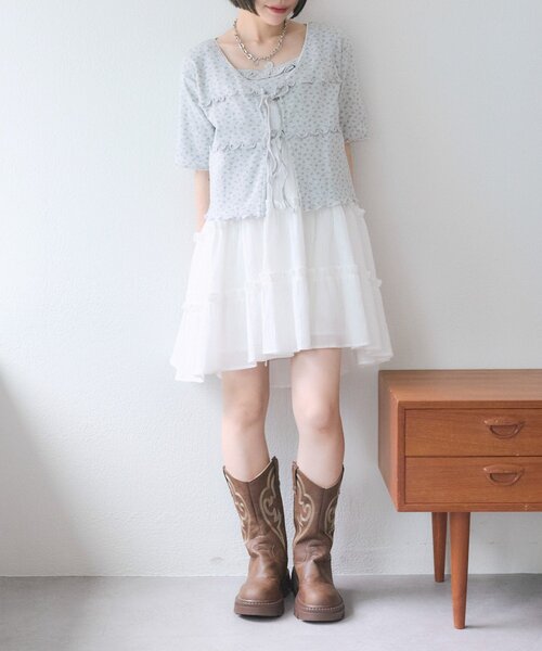 w closet（ダブルクローゼット）の「レースアシメスカパン（スカート・レディース・オフホワイト/ブラック・FREE）」の17枚目の写真