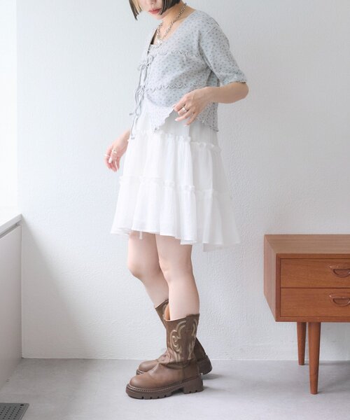 w closet（ダブルクローゼット）の「レースアシメスカパン（スカート・レディース・オフホワイト/ブラック・FREE）」の19枚目の写真