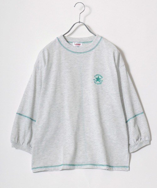CONVERSE（コンバース）の「CONVERSE（コンバース）カラー配色ステッチ七分袖ロンT/長袖Tシャツプルオーバー（Tシャツ/カットソー・レディース・アッシュグレー/ブラック/ネイビー/オフホワイト・M/L）」の3枚目の写真