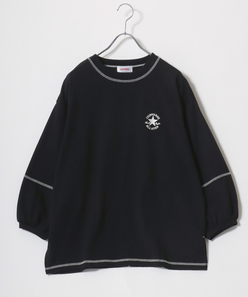 CONVERSE（コンバース）の「CONVERSE（コンバース）カラー配色ステッチ七分袖ロンT/長袖Tシャツプルオーバー（Tシャツ/カットソー・レディース・アッシュグレー/ブラック/ネイビー/オフホワイト・M/L）」の2枚目の写真