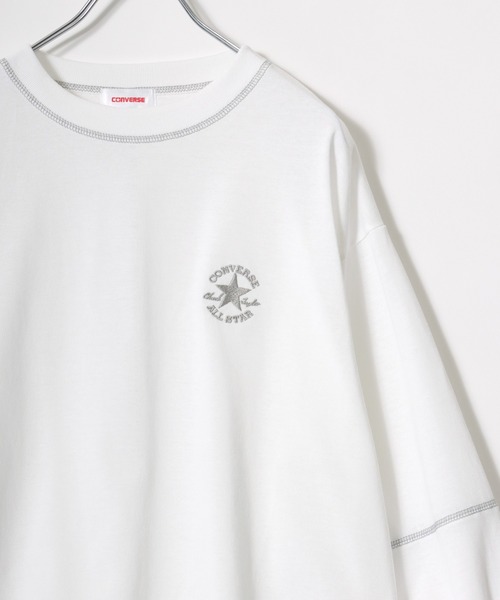 CONVERSE（コンバース）の「CONVERSE（コンバース）カラー配色ステッチ七分袖ロンT/長袖Tシャツプルオーバー（Tシャツ/カットソー・レディース・アッシュグレー/ブラック/ネイビー/オフホワイト・M/L）」の9枚目の写真
