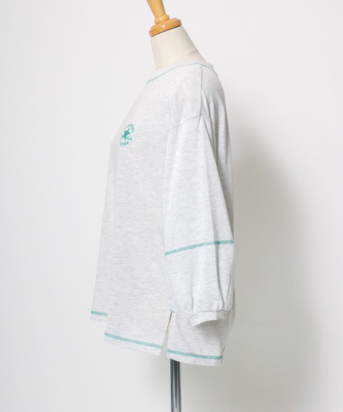 CONVERSE（コンバース）の「CONVERSE（コンバース）カラー配色ステッチ七分袖ロンT/長袖Tシャツプルオーバー（Tシャツ/カットソー・レディース・アッシュグレー/ブラック/ネイビー/オフホワイト・M/L）」の14枚目の写真