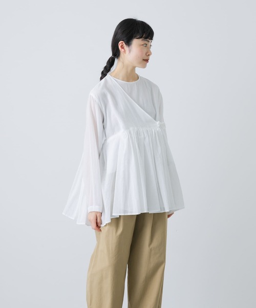 かぐれ(カグレ)の「コットンボイルアンガルカシャツ(シャツ/ブラウス・レディース・オフホワイト/チャコールグレー・FREE)」の5枚目の写真