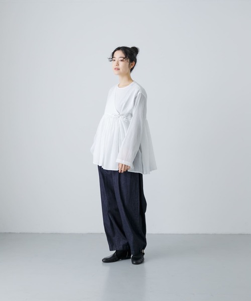 かぐれ(カグレ)の「コットンボイルアンガルカシャツ(シャツ/ブラウス・レディース・オフホワイト/チャコールグレー・FREE)」の21枚目の写真