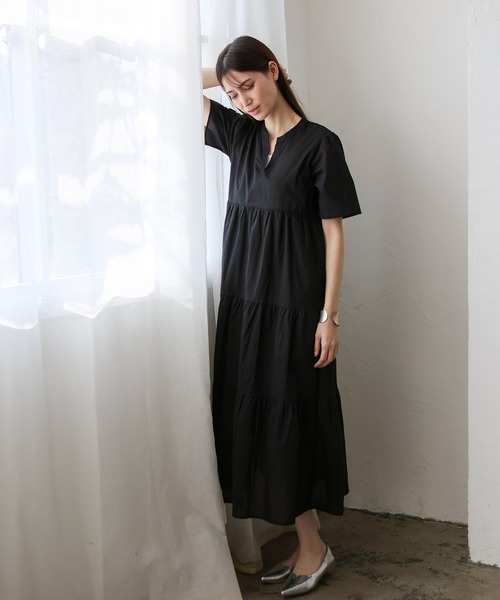 No Rule No Line（ノール－ルノーライン）の「ギャザーたっぷり Vネックティアードマキシワンピ（ワンピース・レディース・ブルー/アイボリー/ブラック/ベージュ系・FREE）」の20枚目の写真