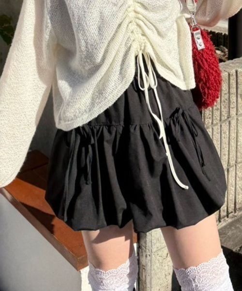 Another Branch olive des olive(アナザーブランチオリーブデオリーブ)の「リボンバルーンミニSK(スカート・レディース・ブラック/オフホワイト・FREE)」の2枚目の写真
