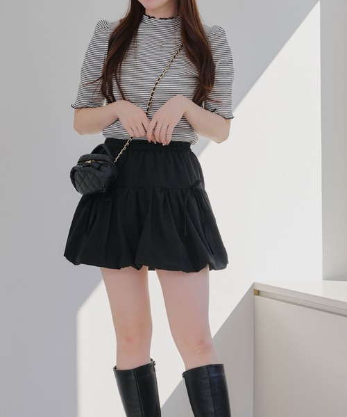 Another Branch olive des olive(アナザーブランチオリーブデオリーブ)の「リボンバルーンミニSK(スカート・レディース・ブラック/オフホワイト・FREE)」の8枚目の写真