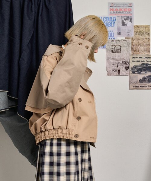 etsinta（エシンタ）の「【etsinta】リメイクショートトレンチコート（トレンチコート・レディース・ベージュ・ONE SIZE）」の5枚目の写真
