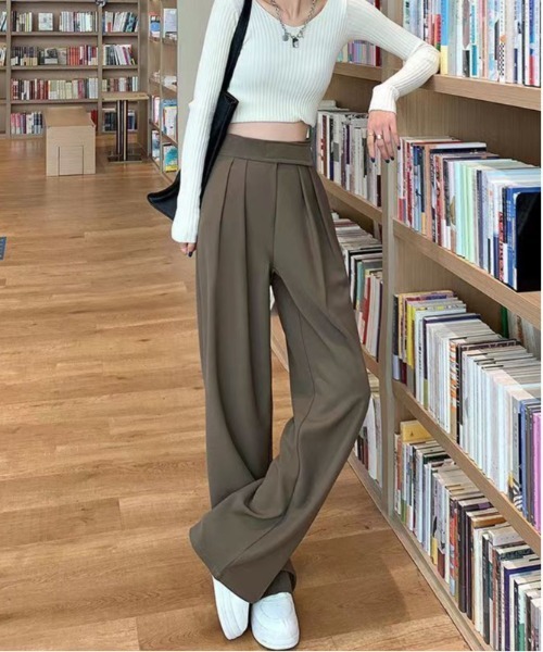 WEGO(ウィゴー)の「WEGO/ウエストテープタックワイドストレートスラックスパンツ(スラックス・レディース・ブラウン/グレー/ブラック・MEDIUM/LARGE)」の18枚目の写真