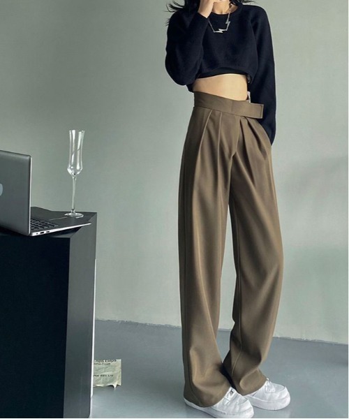WEGO(ウィゴー)の「WEGO/ウエストテープタックワイドストレートスラックスパンツ(スラックス・レディース・ブラウン/グレー/ブラック・MEDIUM/LARGE)」の21枚目の写真