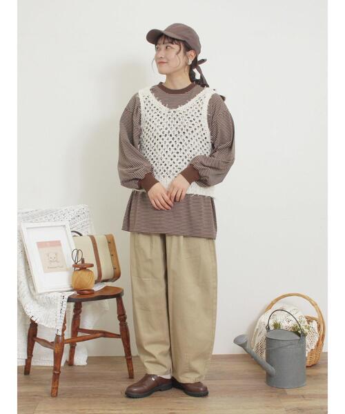 Samansa Mos2（サマンサ モスモス）の「透かし柄ニットビスチェ（ベスト・レディース・ブラック/ベージュ/キナリ・F）」の13枚目の写真