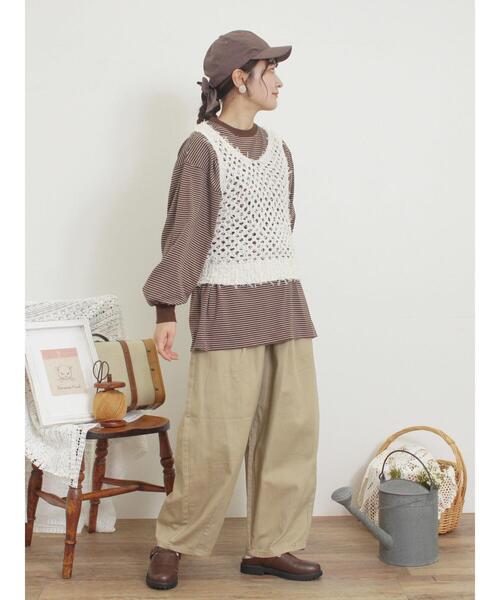 Samansa Mos2（サマンサ モスモス）の「透かし柄ニットビスチェ（ベスト・レディース・ブラック/ベージュ/キナリ・F）」の15枚目の写真