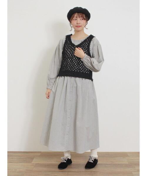 Samansa Mos2（サマンサ モスモス）の「透かし柄ニットビスチェ（ベスト・レディース・ブラック/ベージュ/キナリ・F）」の19枚目の写真