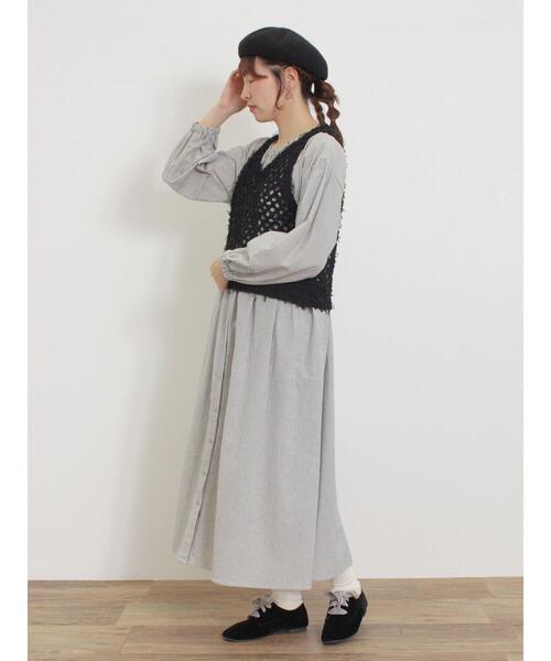 Samansa Mos2（サマンサ モスモス）の「透かし柄ニットビスチェ（ベスト・レディース・ブラック/ベージュ/キナリ・F）」の20枚目の写真