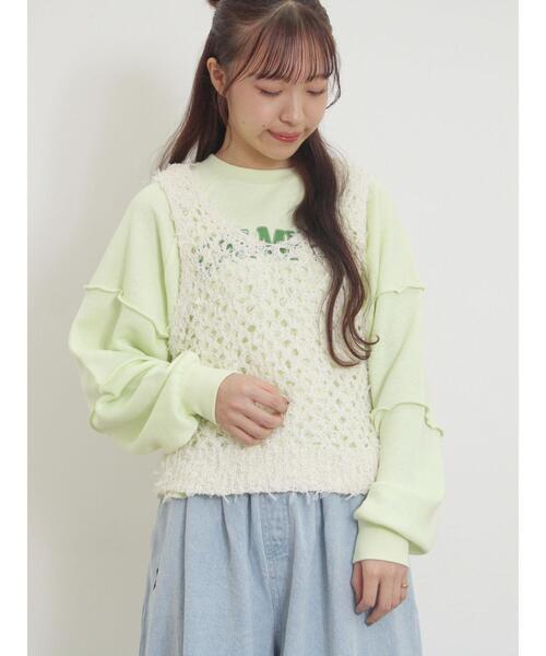 Samansa Mos2（サマンサ モスモス）の「透かし柄ニットビスチェ（ベスト・レディース・ブラック/ベージュ/キナリ・F）」の22枚目の写真