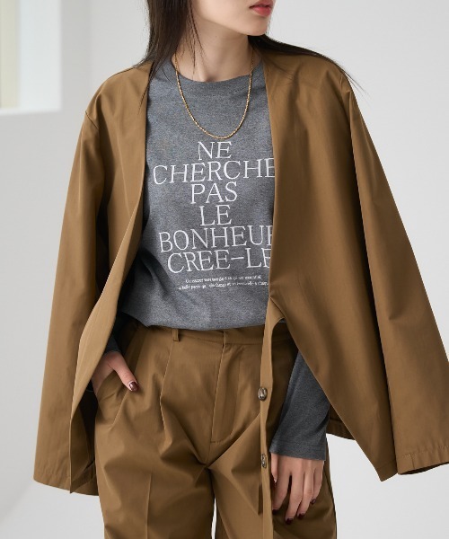 TRIANGLE PALETTE(トライアングルパレット)の「メッセージロゴプリント 長袖Tシャツ(Tシャツ/カットソー・レディース・ホワイト系その他/ホワイト系その他2/ブラック/ダークグレー/ブラウン・FREE)」の1枚目の写真