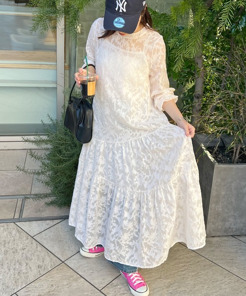 Futier land（フューティアランド）の「【オケージョン対応】ジャガードフラワーロングワンピース（ワンピース・レディース・ブラック/アイボリー・LARGE/MEDIUM）」の8枚目の写真