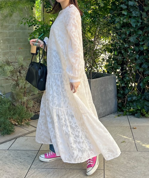 Futier land（フューティアランド）の「【オケージョン対応】ジャガードフラワーロングワンピース（ワンピース・レディース・ブラック/アイボリー・LARGE/MEDIUM）」の9枚目の写真