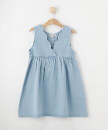 SHOO・LA・RUE | 【洗える/100-150cm】スカラップ使いがキュートな デニムジャンドレ(ワンピース)