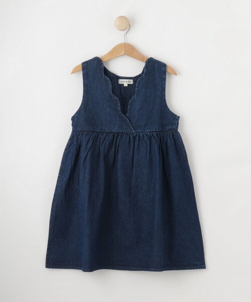 SHOO・LA・RUE（シューラルー）の「【洗える/100-150cm】スカラップ使いがキュートな デニムジャンドレ（ワンピース・キッズ・サックスブルー/ブルー系その他・11/10/12/15 /13/14）」の5枚目の写真