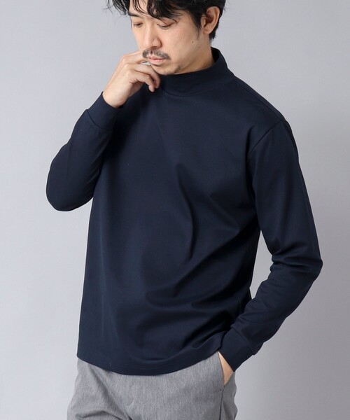 NOLLEY’S(ノーリーズ)の「【ACTIVE SECT】《限定展開》ハイゲージスムース モックネックロンT 25SS(Tシャツ/カットソー・メンズ・ホワイト/ブラック/ネイビー・S/M/L/XL)」の3枚目の写真