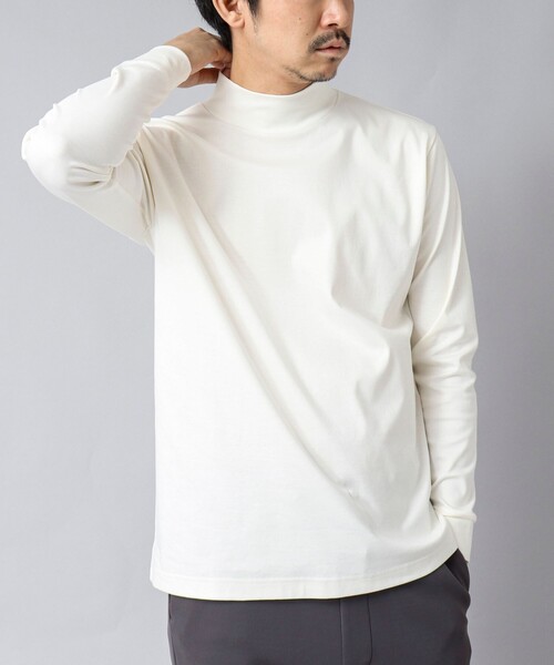 NOLLEY’S(ノーリーズ)の「【ACTIVE SECT】《限定展開》ハイゲージスムース モックネックロンT 25SS(Tシャツ/カットソー・メンズ・ホワイト/ブラック/ネイビー・S/M/L/XL)」の1枚目の写真