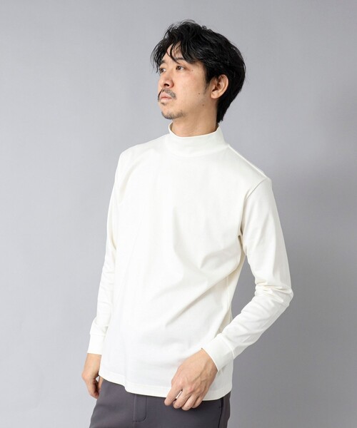 NOLLEY’S(ノーリーズ)の「【ACTIVE SECT】《限定展開》ハイゲージスムース モックネックロンT 25SS(Tシャツ/カットソー・メンズ・ホワイト/ブラック/ネイビー・S/M/L/XL)」の12枚目の写真
