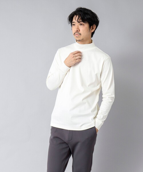 NOLLEY’S(ノーリーズ)の「【ACTIVE SECT】《限定展開》ハイゲージスムース モックネックロンT 25SS(Tシャツ/カットソー・メンズ・ホワイト/ブラック/ネイビー・S/M/L/XL)」の13枚目の写真
