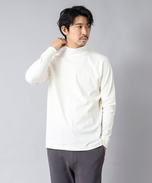 NOLLEY’S(ノーリーズ)の「【ACTIVE SECT】《限定展開》ハイゲージスムース モックネックロンT 25SS(Tシャツ/カットソー・メンズ・ホワイト/ブラック/ネイビー・S/M/L/XL)」の14枚目の写真