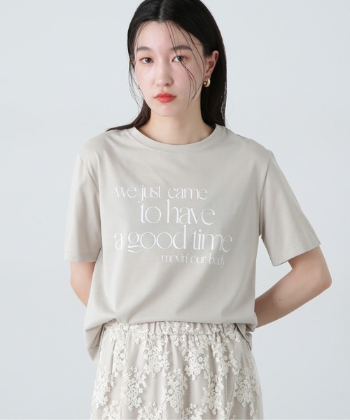 N.(N. Natural Beauty Basic)(エヌエヌナチュラルビューティーベーシック)の「タイポグラフィコンパクトロゴT(Tシャツ/カットソー・レディース・オフホワイト/ベージュ/ピンク・MEDIUM)」の1枚目の写真