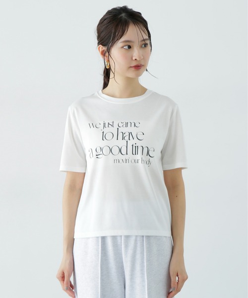 N.(N. Natural Beauty Basic)(エヌエヌナチュラルビューティーベーシック)の「タイポグラフィコンパクトロゴT(Tシャツ/カットソー・レディース・オフホワイト/ベージュ/ピンク・MEDIUM)」の9枚目の写真