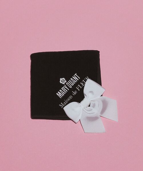 Maison de FLEUR(メゾンドフルール)の「MARY QUANT リボンタオルハンカチ(ハンカチ/ハンドタオル・レディース・ブラック/アイボリー・FREE)」の2枚目の写真