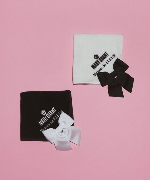 Maison de FLEUR(メゾンドフルール)の「MARY QUANT リボンタオルハンカチ(ハンカチ/ハンドタオル・レディース・ブラック/アイボリー・FREE)」の3枚目の写真