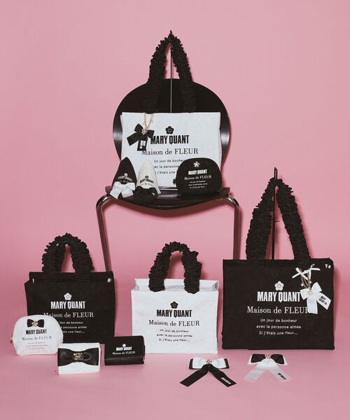 Maison de FLEUR(メゾンドフルール)の「MARY QUANT リボンタオルハンカチ(ハンカチ/ハンドタオル・レディース・ブラック/アイボリー・FREE)」の13枚目の写真