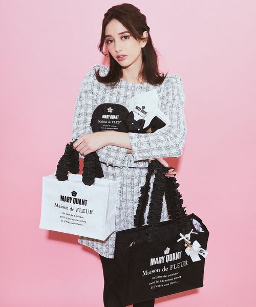 Maison de FLEUR(メゾンドフルール)の「MARY QUANT リボンタオルハンカチ(ハンカチ/ハンドタオル・レディース・ブラック/アイボリー・FREE)」の12枚目の写真