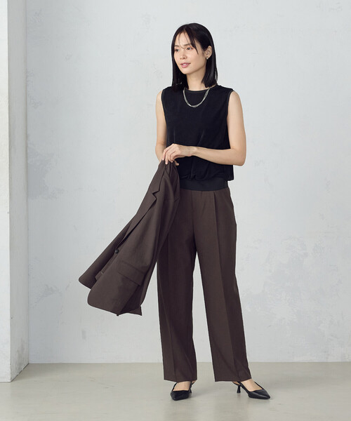 COMME CA ISM（コムサイズム）の「【ＵＶカット・吸汗速乾・接触冷感】　kireri　ストレッチドライツイル　ストレートパンツ（その他パンツ・レディース・グレイッシュベージュ/ダークブラウン・SMALL/MEDIUM/LARGE）」の4枚目の写真