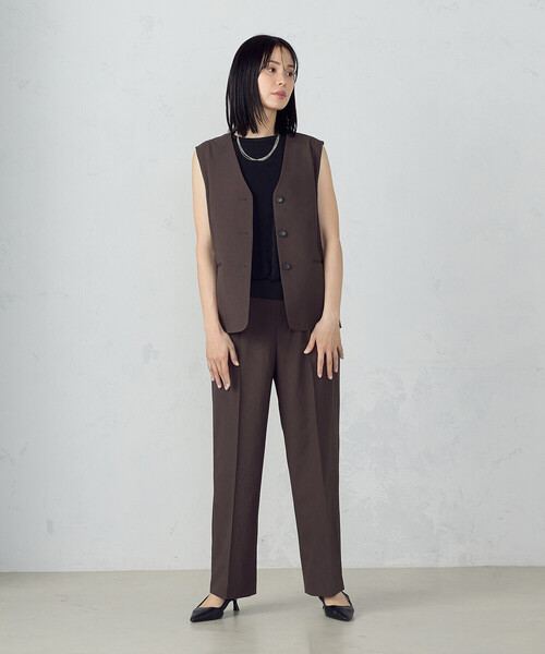 COMME CA ISM（コムサイズム）の「【ＵＶカット・吸汗速乾・接触冷感】　kireri　ストレッチドライツイル　ストレートパンツ（その他パンツ・レディース・グレイッシュベージュ/ダークブラウン・SMALL/MEDIUM/LARGE）」の5枚目の写真