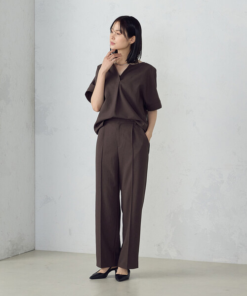 COMME CA ISM（コムサイズム）の「【ＵＶカット・吸汗速乾・接触冷感】　kireri　ストレッチドライツイル　ストレートパンツ（その他パンツ・レディース・グレイッシュベージュ/ダークブラウン・SMALL/MEDIUM/LARGE）」の7枚目の写真