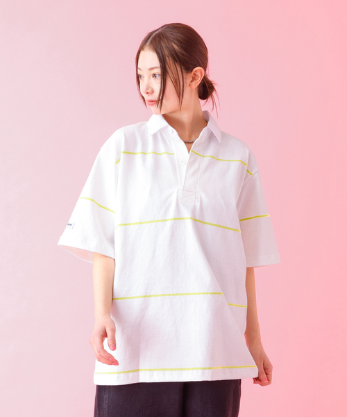 Barbarian(バーバリアン)の「【BARBARIAN / バーバリアン】XSE-06 07 LIGHT WEIGHT Rugby Collar SS Shirts/ライトウェイト/半袖/シャツ/ストライプ/ユニセックス【WEB限定】(シャツ/ブラウス・メンズ・ベージュ/ホワイト・S/M/L/XL)」の1枚目の写真