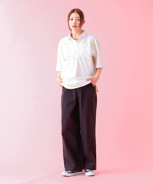 Barbarian(バーバリアン)の「【BARBARIAN / バーバリアン】XSE-06 07 LIGHT WEIGHT Rugby Collar SS Shirts/ライトウェイト/半袖/シャツ/ストライプ/ユニセックス【WEB限定】(シャツ/ブラウス・メンズ・ベージュ/ホワイト・S/M/L/XL)」の5枚目の写真
