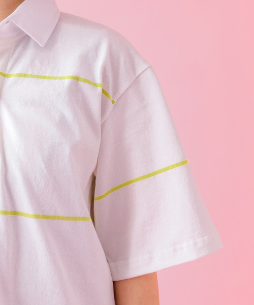 Barbarian(バーバリアン)の「【BARBARIAN / バーバリアン】XSE-06 07 LIGHT WEIGHT Rugby Collar SS Shirts/ライトウェイト/半袖/シャツ/ストライプ/ユニセックス【WEB限定】(シャツ/ブラウス・メンズ・ベージュ/ホワイト・S/M/L/XL)」の13枚目の写真