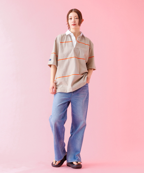 Barbarian(バーバリアン)の「【BARBARIAN / バーバリアン】XSE-06 07 LIGHT WEIGHT Rugby Collar SS Shirts/ライトウェイト/半袖/シャツ/ストライプ/ユニセックス【WEB限定】(シャツ/ブラウス・メンズ・ベージュ/ホワイト・S/M/L/XL)」の16枚目の写真