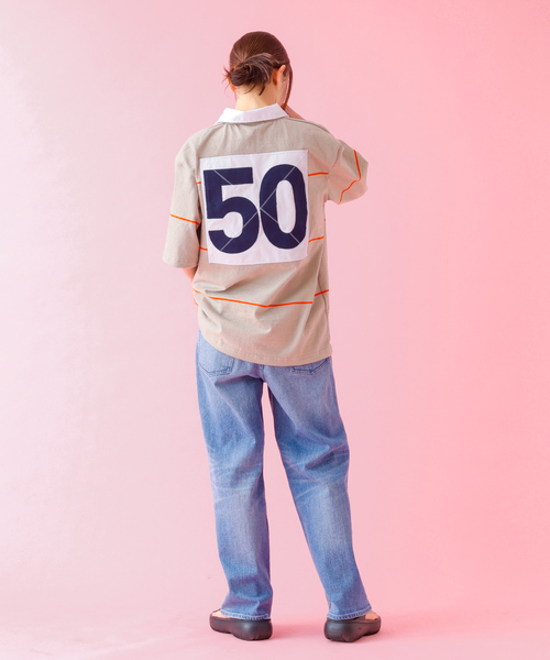 Barbarian(バーバリアン)の「【BARBARIAN / バーバリアン】XSE-06 07 LIGHT WEIGHT Rugby Collar SS Shirts/ライトウェイト/半袖/シャツ/ストライプ/ユニセックス【WEB限定】(シャツ/ブラウス・メンズ・ベージュ/ホワイト・S/M/L/XL)」の18枚目の写真