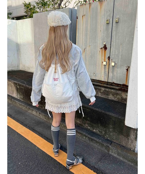 WC（ダブル シー）の「《バズり中★》コットンレースナップサック（バックパック/リュック・レディース・ホワイト・FREE）」の4枚目の写真