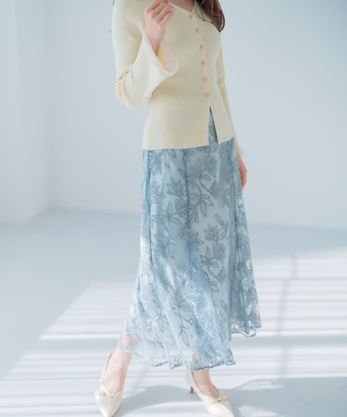 MISCH MASCH(ミッシュマッシュ)の「シアーフレア袖ペプラムカーディガン(カーディガン/ボレロ・レディース・ホワイト/ネイビー/イエロー・フリ-)」の18枚目の写真
