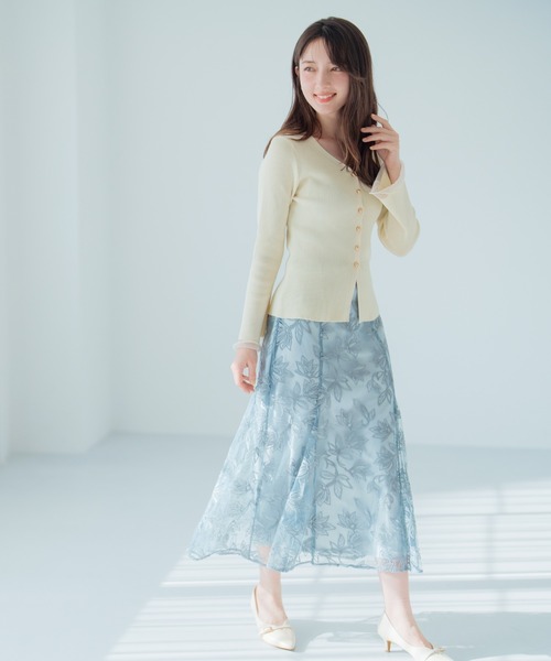 MISCH MASCH(ミッシュマッシュ)の「シアーフレア袖ペプラムカーディガン(カーディガン/ボレロ・レディース・ホワイト/ネイビー/イエロー・フリ-)」の19枚目の写真
